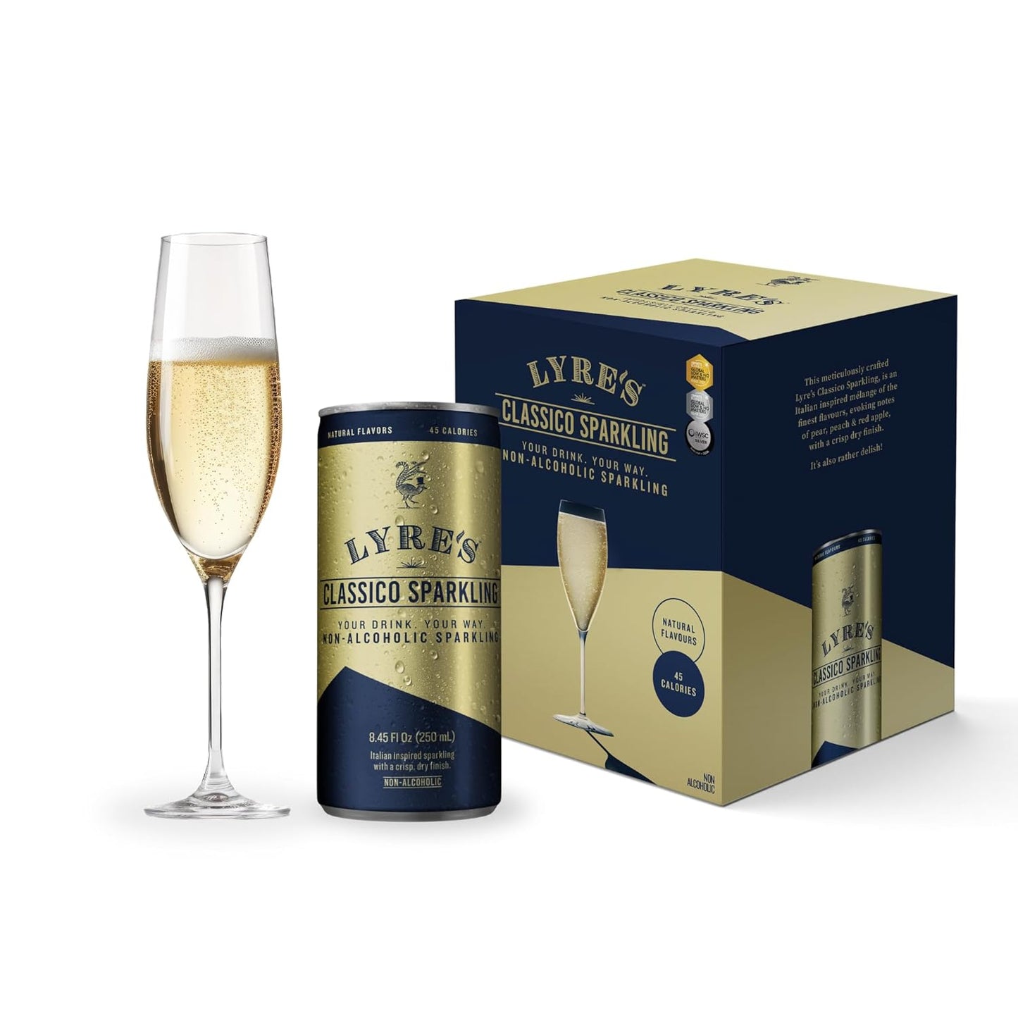 Lyre's Classico Non-Alcoholic Sparkling Wine, Zero Proof Prosecco, 8.45 fl. oz. (4 Pack)