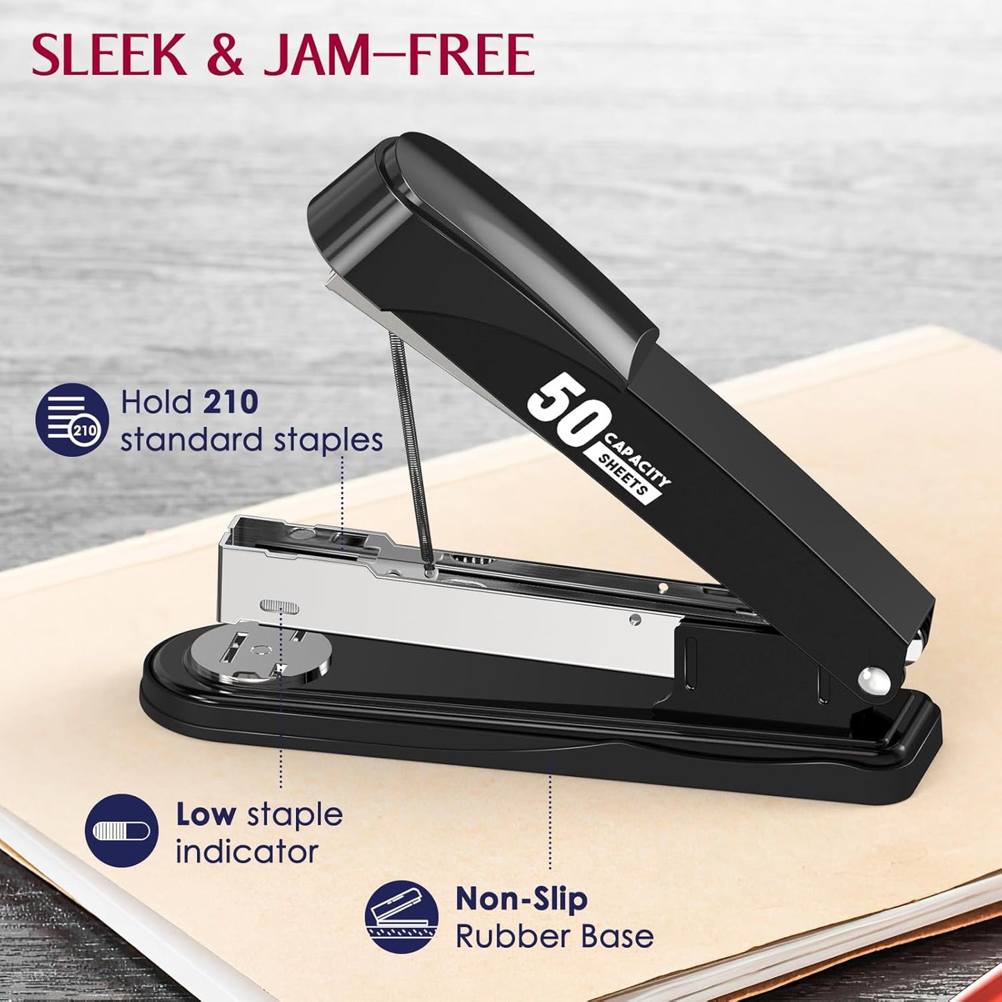 Heavy Duty Metal Stapler Set – 50-Sheet Capacity, 1,750 Staples & Staple Remover Included