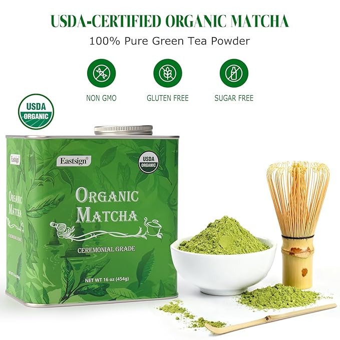 Eastsign Ceremonial Grade Matcha Powder – USDA Organic, 16 oz