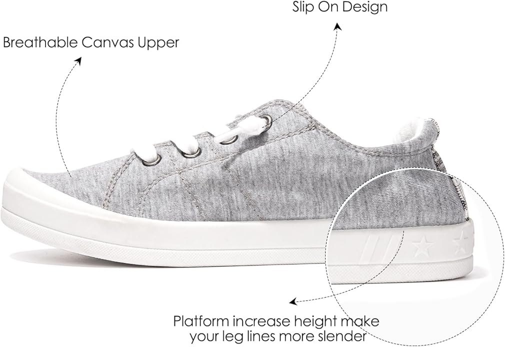 Women's Platform Canvas Slip-On Sneakers | Low-Top Classic Comfort Shoes