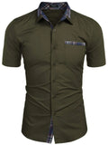Men's Short Sleeve Button-Up Shirt – Soft 100% Cotton Casual Top