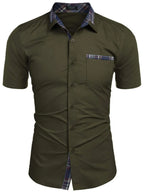 Men's Short Sleeve Button-Up Shirt – Soft 100% Cotton Casual Top