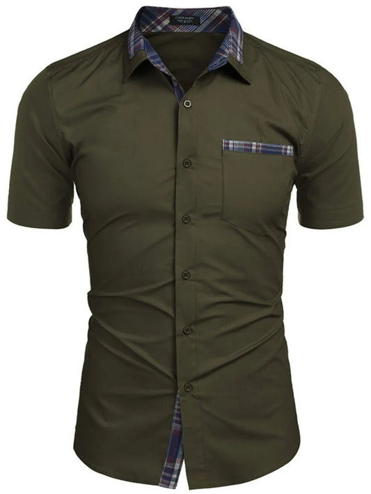 Men's Short Sleeve Button-Up Shirt – Soft 100% Cotton Casual Top