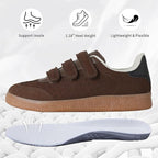 Women's Faux Suede Hook & Loop Fashion Sneakers | Non-Slip Casual Walking Shoes