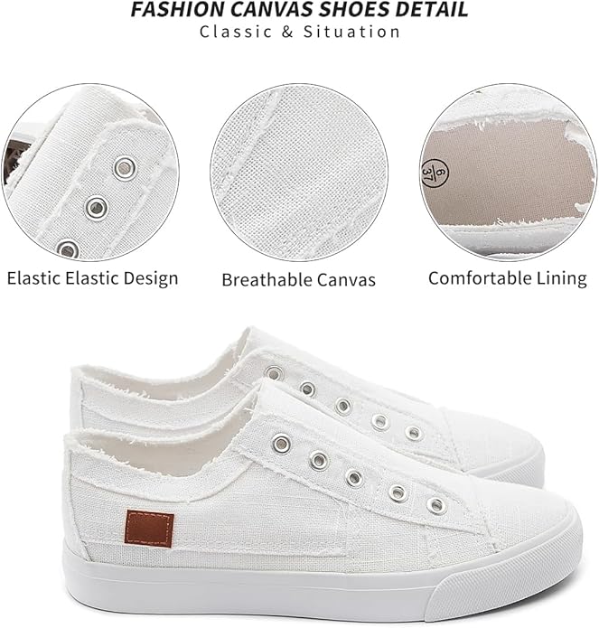 Women's Dual-Wear Canvas Slip-On Sneakers | Low-Top Casual Shoes – 2 Ways to Wear