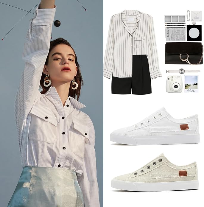 Women's Dual-Wear Canvas Slip-On Sneakers | Low-Top Casual Shoes – 2 Ways to Wear