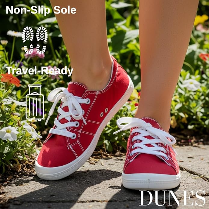 Dunes Sport Women's Reesa Canvas Slip-On Sneaker | Memory Foam, 4 Colors, Regular & Wide
