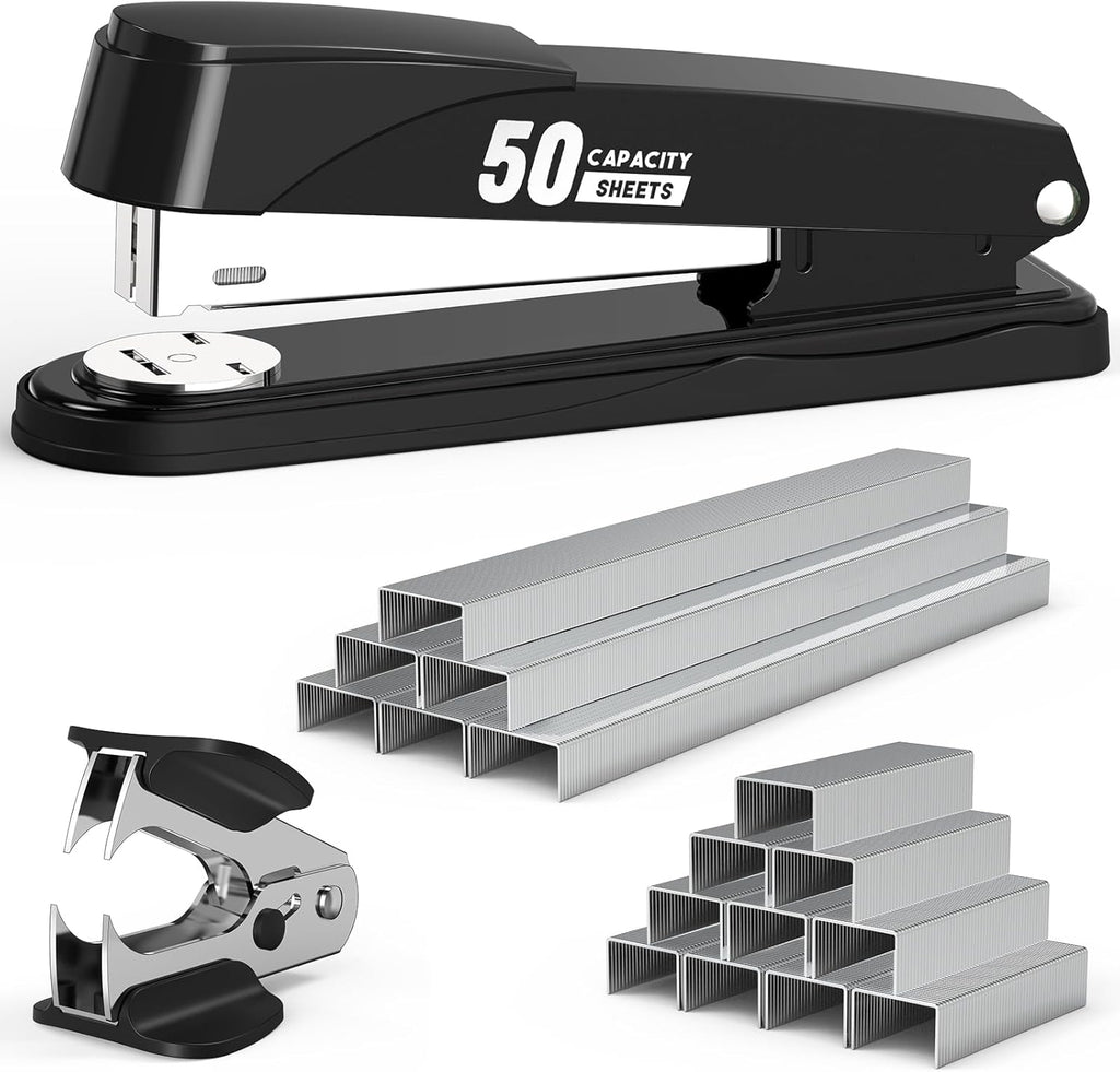 Heavy Duty Metal Stapler Set – 50-Sheet Capacity, 1,750 Staples & Staple Remover Included