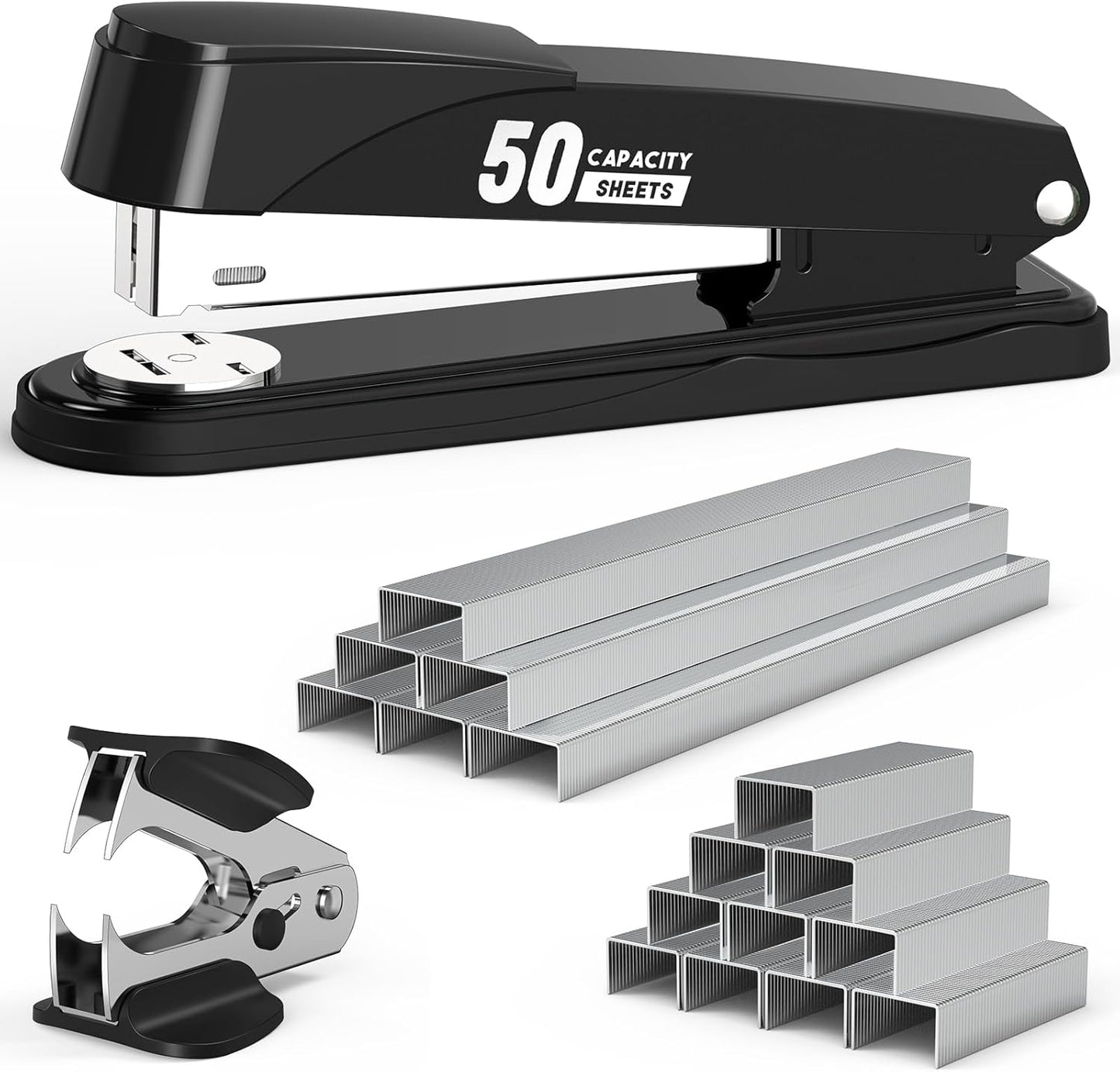 Heavy Duty Metal Stapler Set – 50-Sheet Capacity, 1,750 Staples & Staple Remover Included