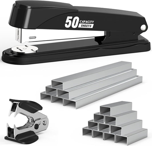 Heavy Duty Metal Stapler Set – 50-Sheet Capacity, 1,750 Staples & Staple Remover Included