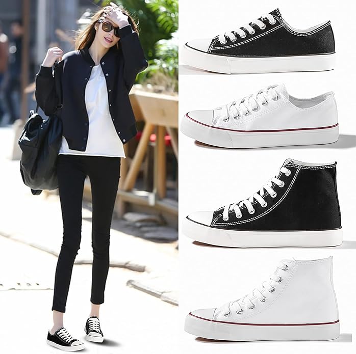 Women's Classic Low-Top Canvas Lace-Up Sneakers | Vulcanized Sole, Washable, US 5–11