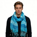 Turquoise Watercolor Scarf for Women & Men - Lightweight 67x24 Inch Wrap