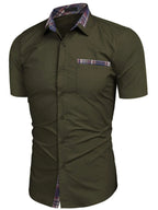 Men's Short Sleeve Button-Up Shirt – Soft 100% Cotton Casual Top