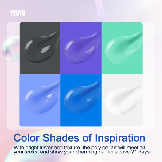 Poly Gel Nail Kit – 6-Color Set with UV LED Lamp & Extension Tools