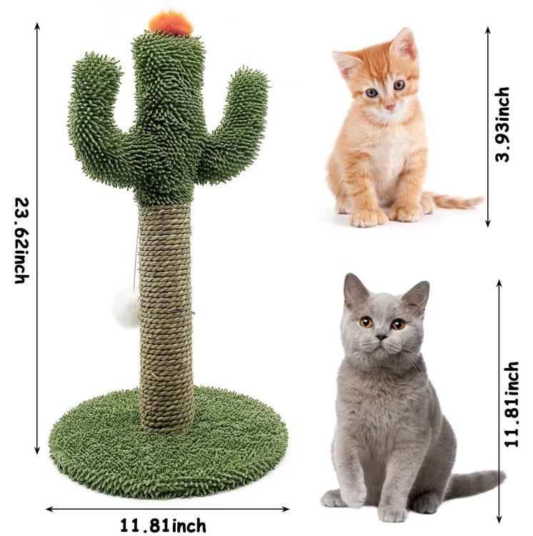 Cactus Cat Tree with Sisal Scratching Post | Solid Wood Base, Elevated Perch & Hanging Toy for Indoor Cats