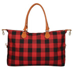 Plaid Travel Duffle Bag for Women - Lightweight Weekend Overnight Luggage