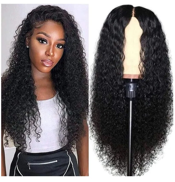Brazilian Lace Front Wig - Long Curly Human Hair Wig for Women, Natural Black 25 Inch