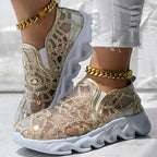 Women's Sparkle Mesh Breathable Sneakers | Lightweight Glitter Athletic Shoes – 3 Colors