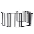 150" Adjustable Safety Gate – 6-Panel Metal Baby & Pet Fence with Walk-Through Door