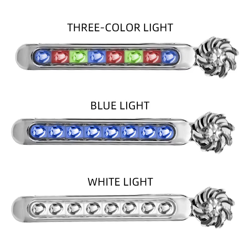 2Pcs Car LED Daytime Headlight with Wind Powered Fan Floodlights Auxiliary Lighting Motorcycle Lamp for Enhanced Visibility