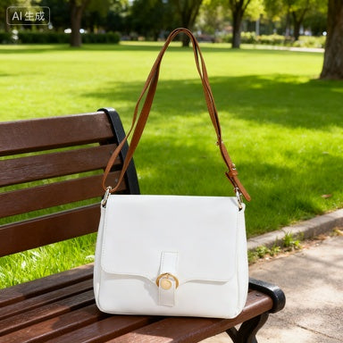 White Crossbody Bag for Women - Lightweight Vegan Leather Purse with Adjustable Strap
