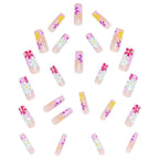 Press On Nails – Long Square Floral Design | 24pc Salon-Quality Set with Glue & Adhesive