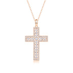 Moissanite Cross Pendant Necklace | S925 Sterling Silver Platinum Plated