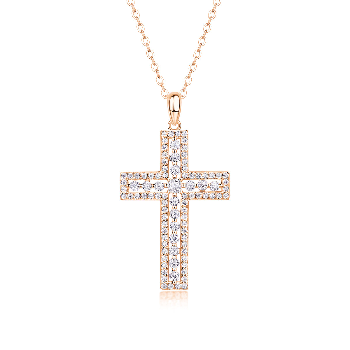 Moissanite Cross Pendant Necklace | S925 Sterling Silver Platinum Plated