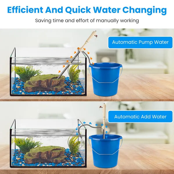 Electric Aquarium Gravel Cleaner – Automatic Fish Tank Vacuum with Adjustable Length