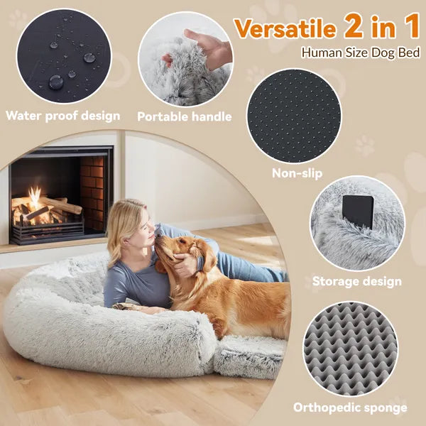 Human Dog Bed – Oversized 71"x43" Orthopedic Memory Foam Lounger for Large Dogs & Owners