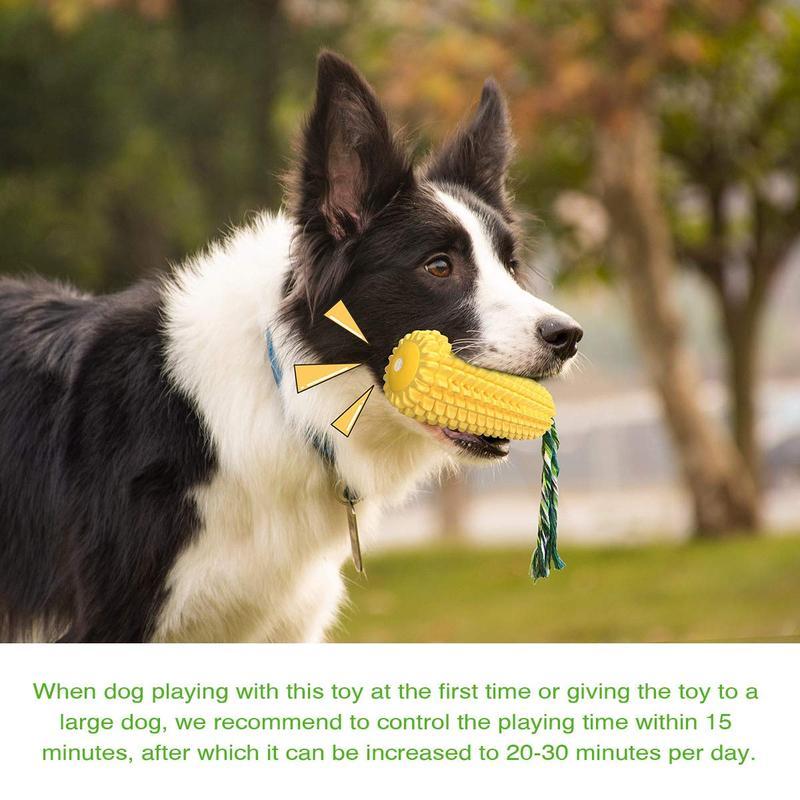 Squeaky Corn Dog Chew Toy — Durable Rope & Rubber Teether for All Breeds