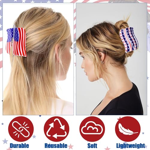 Patriotic Hair Clips Set – 3-Piece Red White & Blue American Flag Claw Clips for 4th of July, Memorial Day & More
