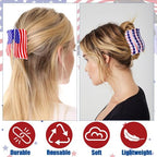 Patriotic Hair Clips Set – 3-Piece Red White & Blue American Flag Claw Clips for 4th of July, Memorial Day & More