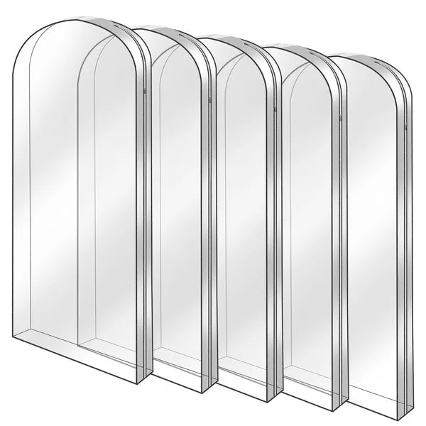 5-Pack Clear Garment Bags - Waterproof Dust-Proof Hanging Clothes Storage for Suits, Dresses & Coats