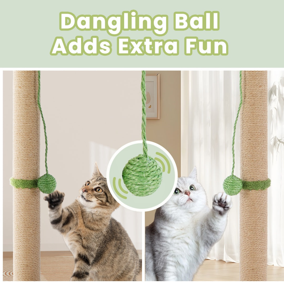 33" Tall Cat Scratching Post with Dangling Ball Toy - Palm Tree Design for Indoor Cats