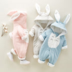 Hooded Cotton Baby Romper - Thick Warm Onesie for Newborns & Infants