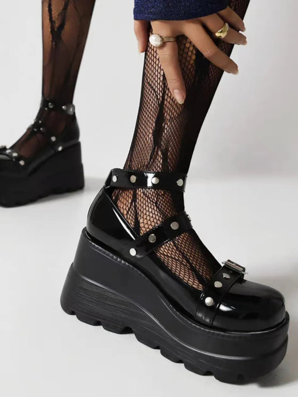 Triple Buckle Platform Mary Jane Shoes