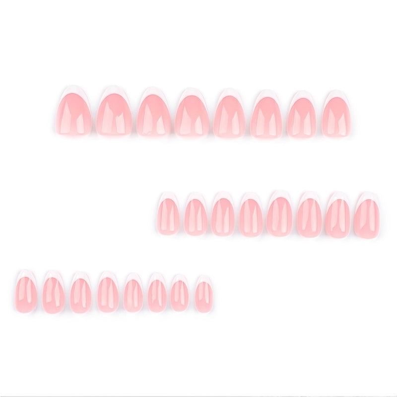 Minimalist French Tip Press-On Nails | 24-Piece Short Almond Oval Set