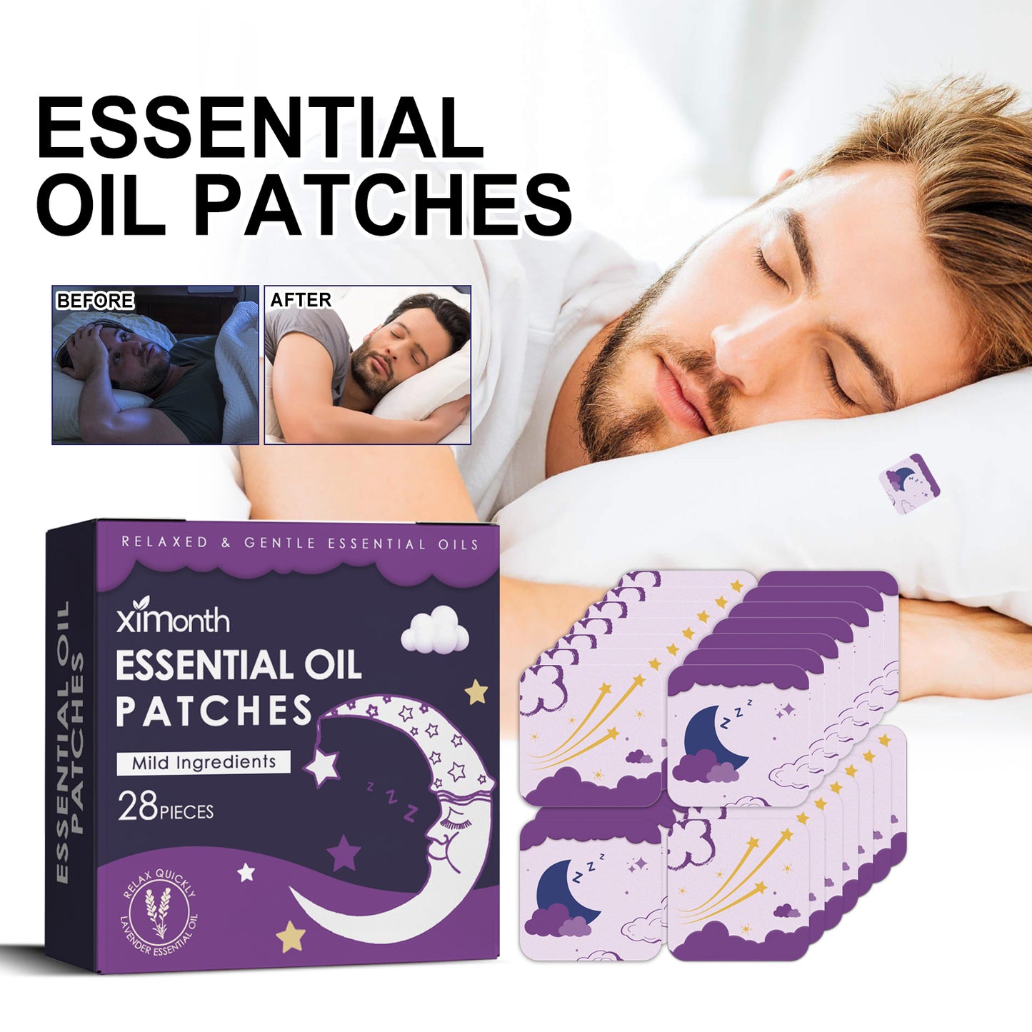 Lavender Sleep Patches for Better Rest - 30 Count Natural Essential Oil Stickers