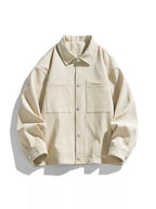 Men's Plus Size Snap-Down Jacket – 100% Cotton Oversized Fit