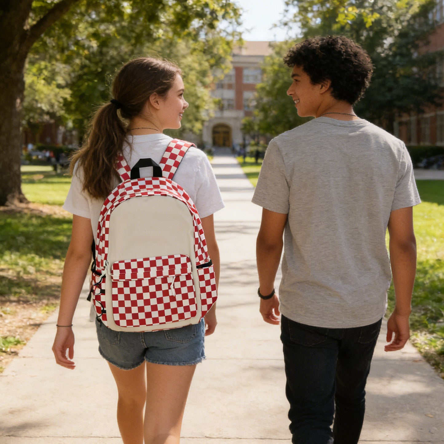 Classic Plaid Backpack - Durable School & Travel Daypack with Laptop Compartment