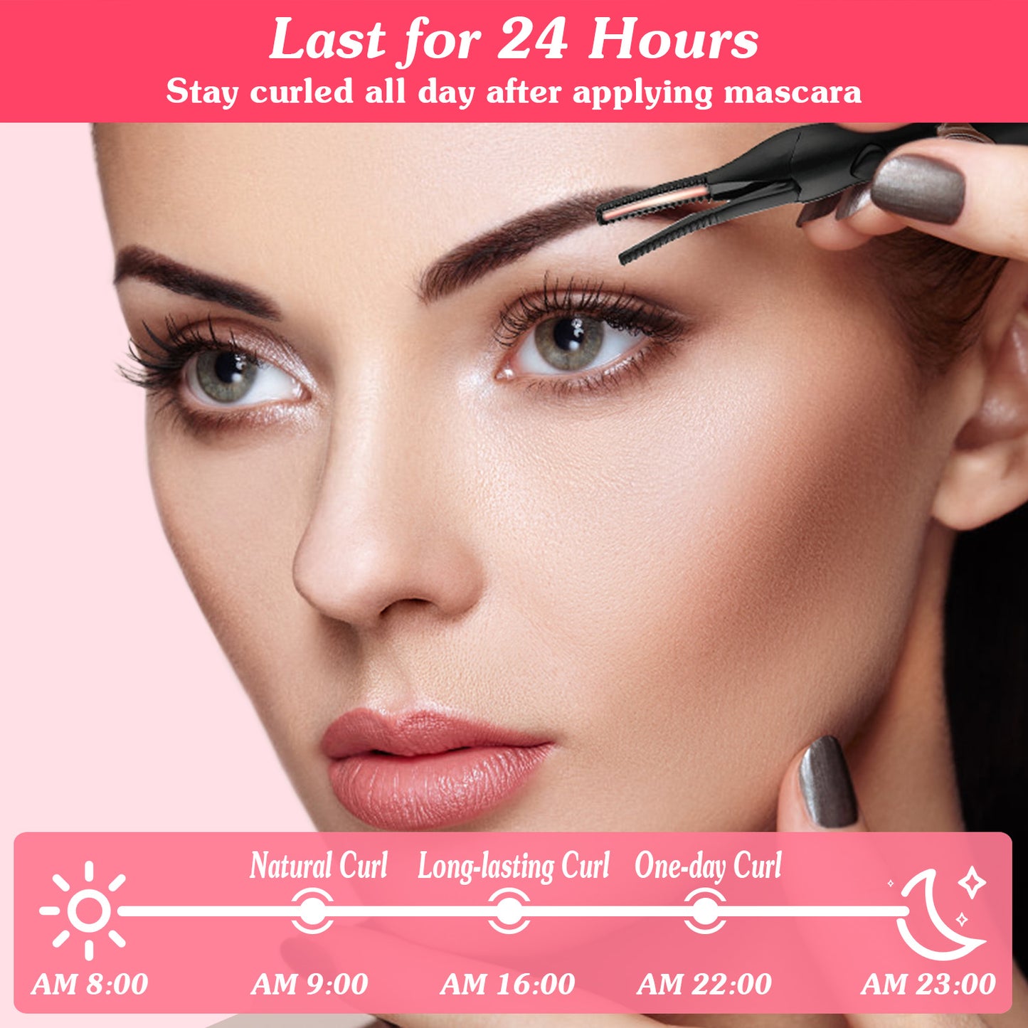 Heated Eyelash Curler – USB Rechargeable Electric Lash Curler | 3 Temperature Settings