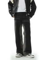 Men's Wide-Leg Jeans – Washed Cotton Blend with Slight Stretch