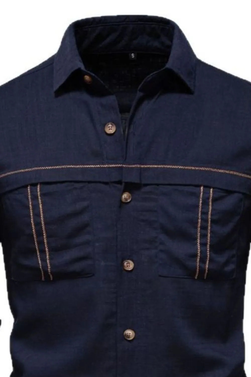 Men's Collared Button-Down Shirt – Viscose Linen Blend Breathable Top