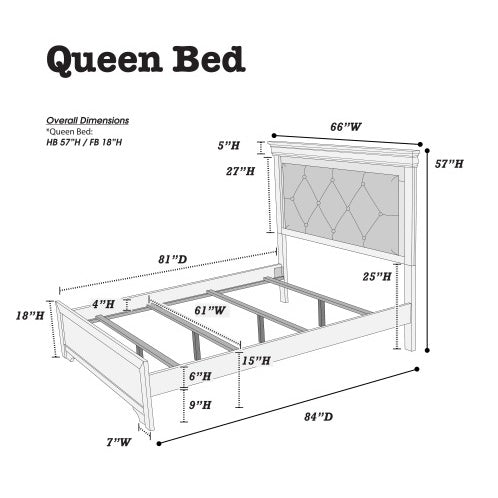 Queen Bed Frame with LED Tufted Headboard - Modern Gray Faux Leather Platform Bed