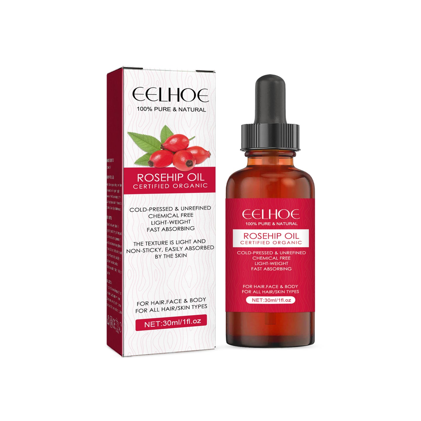 Organic Rosehip Oil - Multi-Purpose Face, Body & Hair Moisturizer for Dry Skin & Anti-Aging