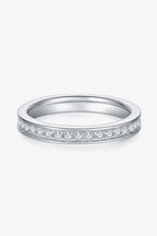 Moissanite Sterling Silver Ring | Platinum-Plated Minimalist Band