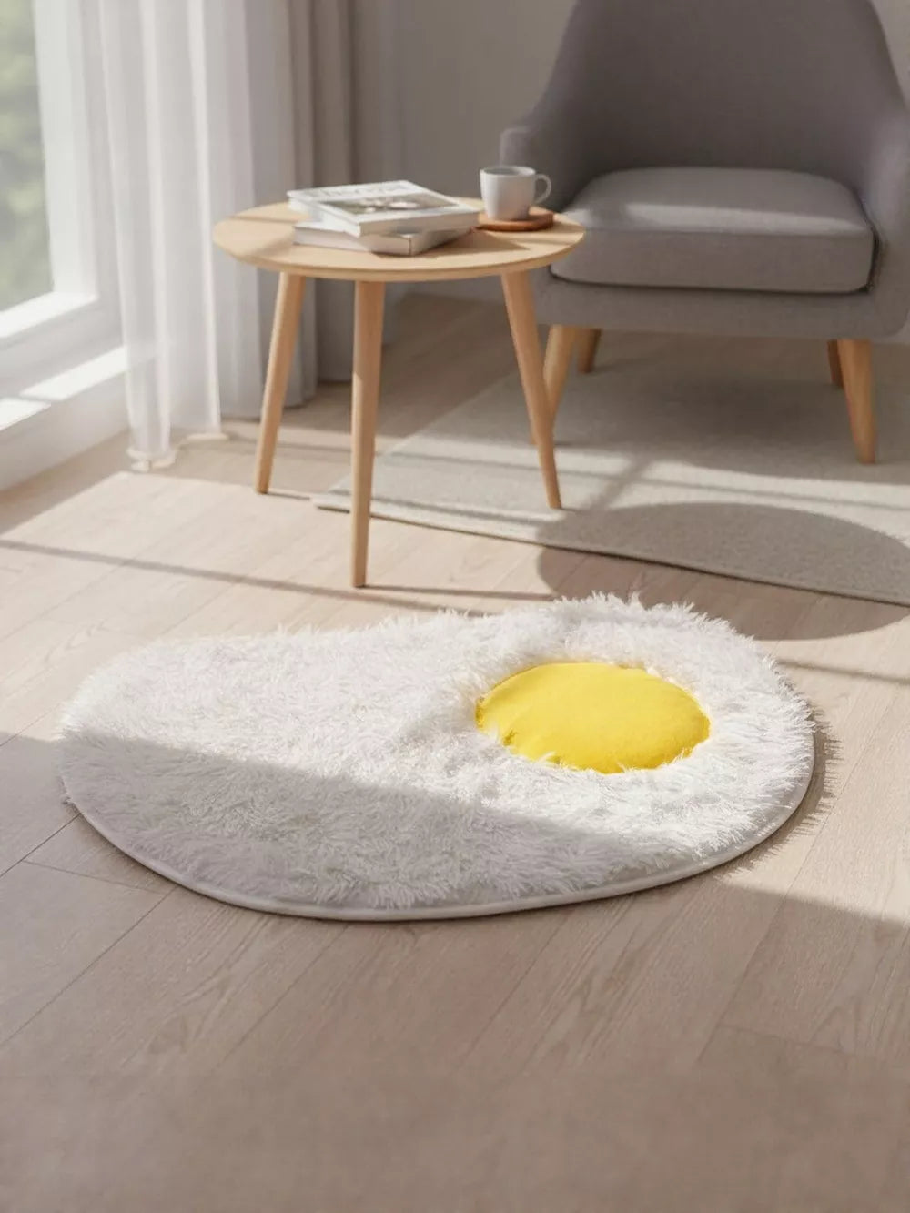 Fried Egg Design Plush Pet Mat | Cute Novelty Sleeping Mat for Dogs & Cats