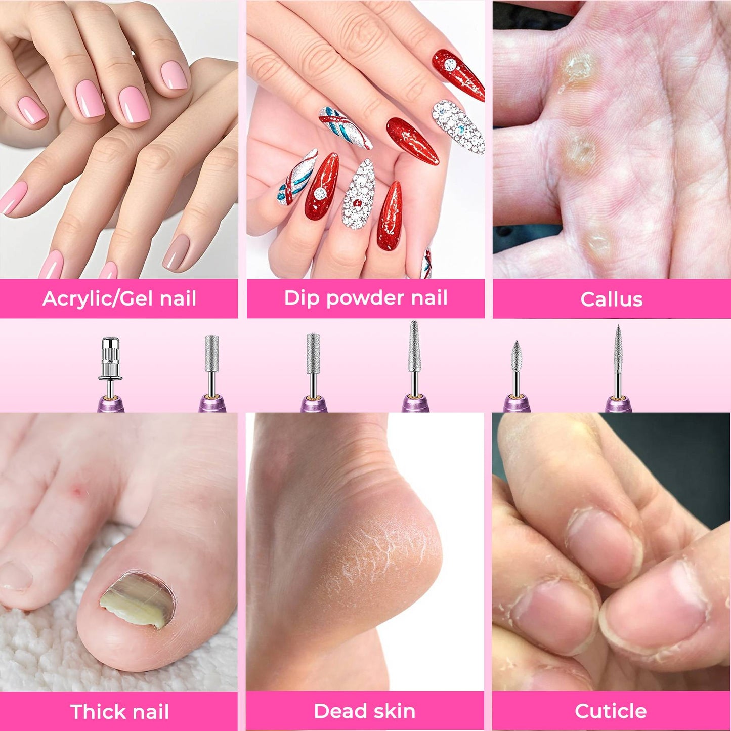 Professional Electric Nail Drill Kit | Portable Manicure & Pedicure Set with 6 Drill Bits