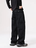 Men's Wide-Leg Jeans | 100% Cotton, Drawstring Waist & Pockets